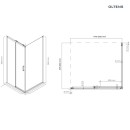 Oltens Breda kabina prysznicowa 120x90 cm prostokątna czarny mat/szkło przezroczyste 20226300  - rysunek techniczny