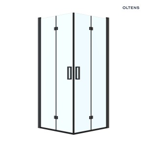 Oltens Byske kabina prysznicowa 90x90 cm kwadratowa czarny mat/szkło przezroczyste 20002300
