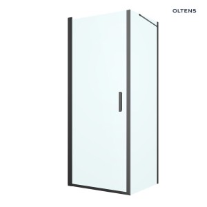 Oltens Rinnan kabina prysznicowa 90x90 cm kwadratowa drzwi ze ścianką czarny mat/szkło przezroczyste 20014300