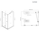 Oltens Trana kabina prysznicowa 90x80 cm model prostokątny z drzwiami oraz panelem bocznym chromowane profile i transparentne szkło 20206100 - rysunek techniczny