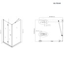 Oltens Trana kabina prysznicowa 100x80 cm model kwadratowy z drzwiami oraz panelem bocznym chromowane profile i transparentne szkło 20200100 - rysunek techniczny