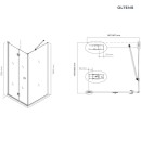 Oltens Trana kabina prysznicowa 100x90 cm prostokątna drzwi ze ścianką chrom/szkło przezroczyste 20201100 - rysunek techniczny