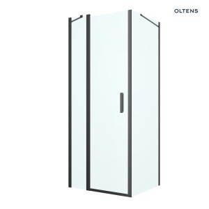 Oltens Verdal kabina prysznicowa 100x90 cm prostokątna drzwi ze ścianką czarny mat/szkło przezroczyste 20211300