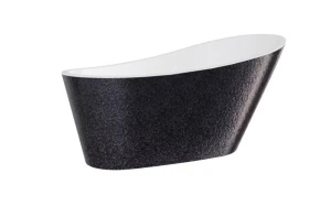 Besco Melody Glam Grafitowa 150x80 #WA-150-MGB wanna wolnostojąca z białym przelewem