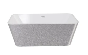 Besco Evita Glam Srebrna 160x80 #WA-160-ESB wanna wolnostojąca z białym przelewem