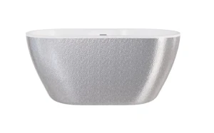 Besco Navia Glam Srebrna 160x80 #WA-160-NSC wanna wolnostojąca z czarnym przelewem 