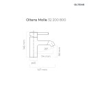 Oltens Molle bateria umywalkowa stojąca złoty połysk 32200800 - rysunek techniczny