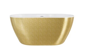 Besco Navia Glam Złota 150x80 #WA-150-NZB wanna wolnostojąca z białym przelewem