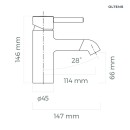 Oltens Molle bateria umywalkowa stojąca nikiel 32200910 - rysunek techniczny