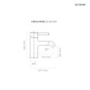 Oltens Molle bateria umywalkowa stojąca złoto szczotkowane 32200810 - rysunek techniczny