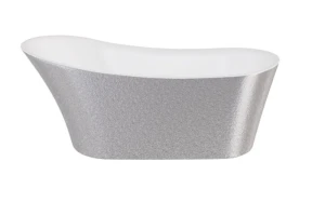 Besco Calima Glam Srebrna 170x74 #WAS-170-CSB wanna wolnostojąca z białym przelewem