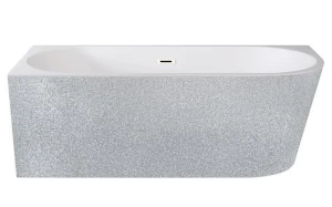 Besco Zoya Glam Srebrna Lewa 150x75  #WA-150-ZLSR wanna wolnostojąca narożna z chromowanym przelewem