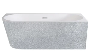Besco Zoya Glam Srebrna Prawa 150x75 #WA-150-ZPSC wanna wolnostojąca narożna z czarnym przelewem