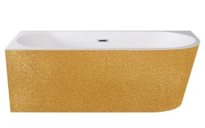 Besco Zoya Glam Złota Lewa 150x75 #WA-150-ZLZC wanna wolnostojąca narożna z czarnym przelewem