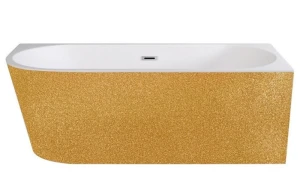 Besco Zoya Glam Złota Prawa 150x75 #WA-150-ZPZL wanna wolnostojąca narożna z chromowanym przelewem