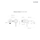 Oltens Molle bateria umywalkowa podtynkowa kompletna złoty połysk 32600800 - rysunek techniczny