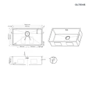Zlewozmywak stalowy 1-komorowy 76x44 cm Oltens Hyddastal szlachetna polerowana 71105100 z syfonem, bez otworu na baterię - rysunek techniczny z wymiarami
