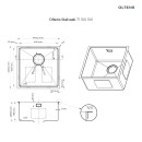 Zlewozmywak stalowy 1-komorowy 44x44cm Oltens Stalvask stal polerowana 71100100 z syfonem, bez otworu na baterię - rysunek techniczny z wymiarami