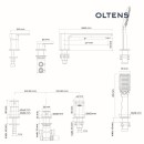 Oltens Hadsel bateria wannowo-prysznicowa nawannowa 4-otworowa chrom 34203100 - rysunek techniczny