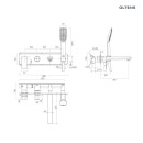 Oltens Hadsel bateria wannowo-prysznicowa podtynkowa 4-otworowa grafit 34109400 - rysunek techniczny