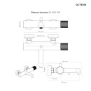 Oltens Hamnes bateria wannowo-prysznicowa ścienna chrom 34005100 - rysunek techniczny
