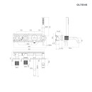 Oltens Hamnes bateria wannowo-prysznicowa podtynkowa 4-otworowa kompletna czarny mat 34107300 - rysunek techniczny