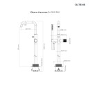 Oltens Hamnes bateria wannowo-prysznicowa wolnostojąca czarny mat 34302300 - rysunek techniczny