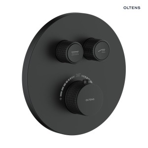 Oltens Onega bateria wannowo-prysznicowa podtynkowa termostatyczna czarny mat 34601300