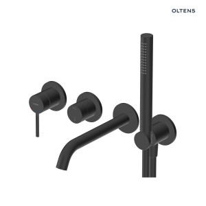 Oltens Rann bateria wannowo-prysznicowa podtynkowa 4-otworowa czarny mat 34110300