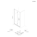 Oltens Hallan drzwi prysznicowe 90 cm czarny mat/szkło przezroczyste 21201300 - rysunek techniczny