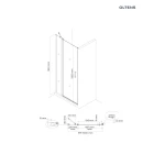 Oltens Verdal drzwi prysznicowe 100 cm czarny mat/szkło przezroczyste 21205300 - rysunek techniczny