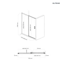 Oltens Breda drzwi prysznicowe 120 cm czarny mat/szkło przezroczyste 21212300 - rysunek techniczny