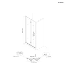 Oltens Hallan drzwi prysznicowe 80 cm czarny mat/szkło przezroczyste 21200300 - rysunek techniczny