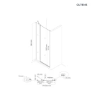 Oltens Verdal drzwi prysznicowe 80 cm czarny mat/szkło przezroczyste 21203300 - rysunek techniczny