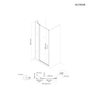 Oltens Verdal drzwi prysznicowe 90 cm czarny mat/szkło przezroczyste 21204300 - rysunek techniczny