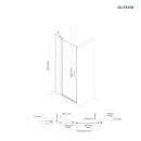 Oltens Verdal drzwi prysznicowe 120 cm czarny mat/szkło przezroczyste 21206300 - rysunek techniczny