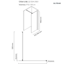 Oltens Bo ścianka prysznicowa Walk-In 120 cm czarny mat/szkło przezroczyste 22004300 - rysunek techniczny