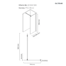 Oltens Bo Walk-in ścianka prysznicowa 80 cm czarny mat/szkło przezroczyste 22000300 - rysunek techniczny
