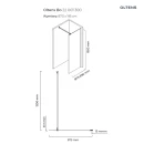Oltens Bo Walk-In ścianka prysznicowa 90 cm czarny mat/szkło przezroczyste 22001300 - rysunek techniczny