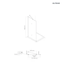 Oltens Hallan ścianka prysznicowa 80 cm boczna do drzwi czarny mat/szkło przezroczyste 22100300 - rysunek techniczny