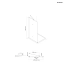 Oltens Hallan ścianka prysznicowa 90 cm boczna do drzwi czarny mat/szkło przezroczyste 22101300 - rysunek techniczny
