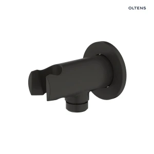 Oltens Hvita przyłącze kątowe z uchwytem okrągłe czarny mat 39304300