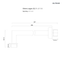 Oltens Vindel (S) Lagan (S) deszczownica 30 cm kwadratowa z ramieniem ściennym czarny mat 36014300 - rysunek techniczny ramienia