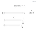 Oltens Atran Lagan deszczownica 22 cm okrągła z ramieniem ściennym czarny mat 36018300 - rysunek techniczny ramienia