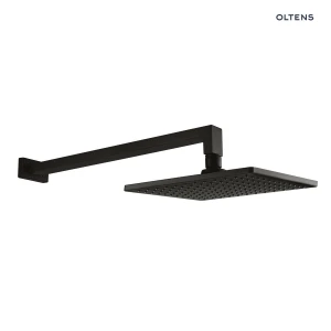 Oltens Atran (S) Lagan (S) deszczownica 22 cm kwadratowa z ramieniem ściennym czarny mat 36019300