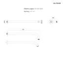 Oltens Atran Lagan deszczownica 22 cm okrągła z ramieniem ściennym złoty połysk 36018800 - rysunek techniczny ramienia