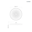 Oltens Vann deszczownica 26x26 cm okrągła z ramieniem sufitowym Aera czarny mat 36091300 - rysunek techniczny deszczownicy
