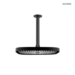 Oltens Vann (S) deszczownica 26x26 cm kwadratowa z ramieniem sufitowym Aera czarny mat 36092300