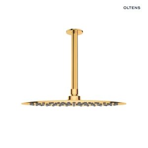 Oltens Vindel deszczownica 30 cm okrągła z ramieniem sufitowym złoty połysk 36082800