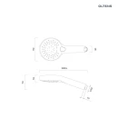 Oltens Driva EasyClick słuchawka prysznicowa złoty połysk/biały 37104800 - rysunek techniczny